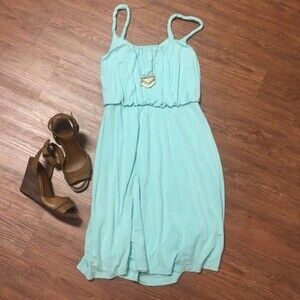 Loft light aqua twisted strap sundress size XS